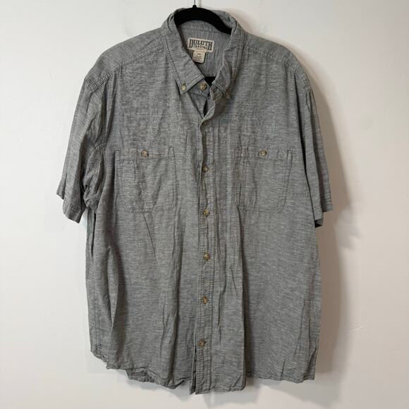 Duluth Trading Co Men's Hemp Cotton Short Sleeve Shirt Button Front Green 2XL - Picture 1 of 7